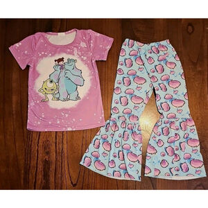 Boutique Monsters Inc Boo Girls Bell Bottom Outfit 5 - 6T 2 Piece Blue Purple